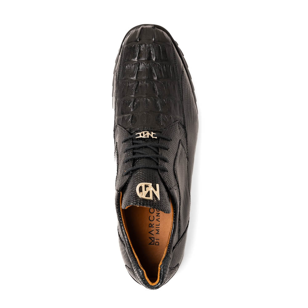 Genuine caiman hornback and original lizard skin Sneaker Shoes Crater Black