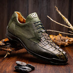 Genuine caiman hornback Crocodile and lizard skin Sneaker Crater Rustic Olive