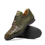 Genuine caiman hornback Crocodile and lizard skin Sneaker Crater Rustic Olive