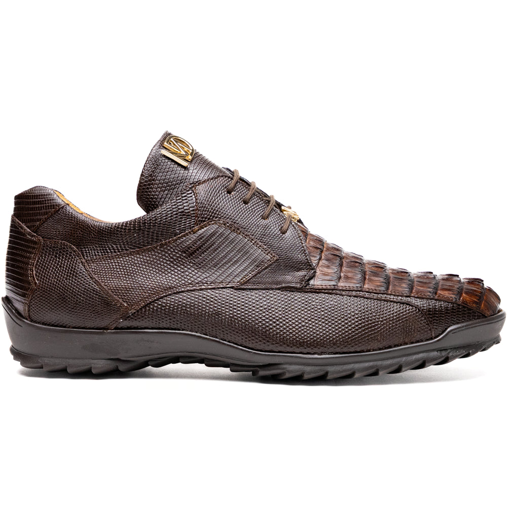 Genuine caiman hornback and original lizard skin Crater Brown