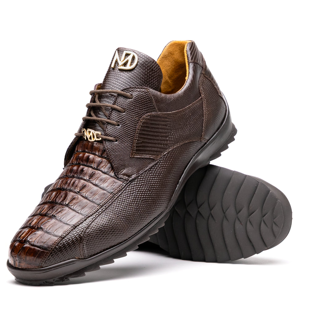 Genuine caiman hornback and original lizard skin Crater Brown