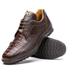 Genuine caiman hornback and original lizard skin Crater Brown