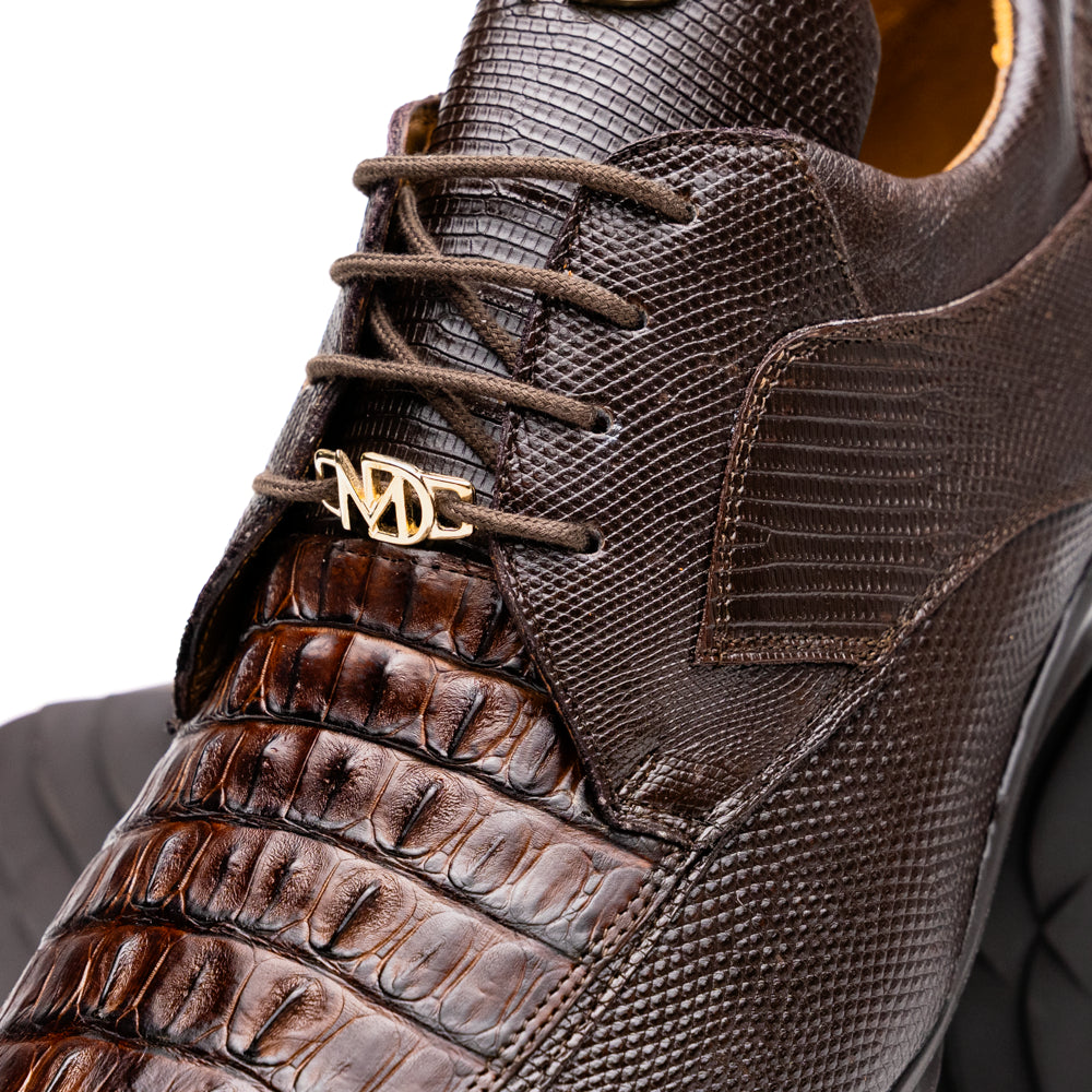 Genuine caiman hornback and original lizard skin Crater Brown