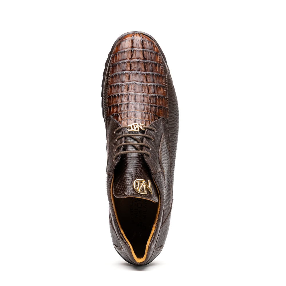 Genuine caiman hornback and original lizard skin Crater Brown