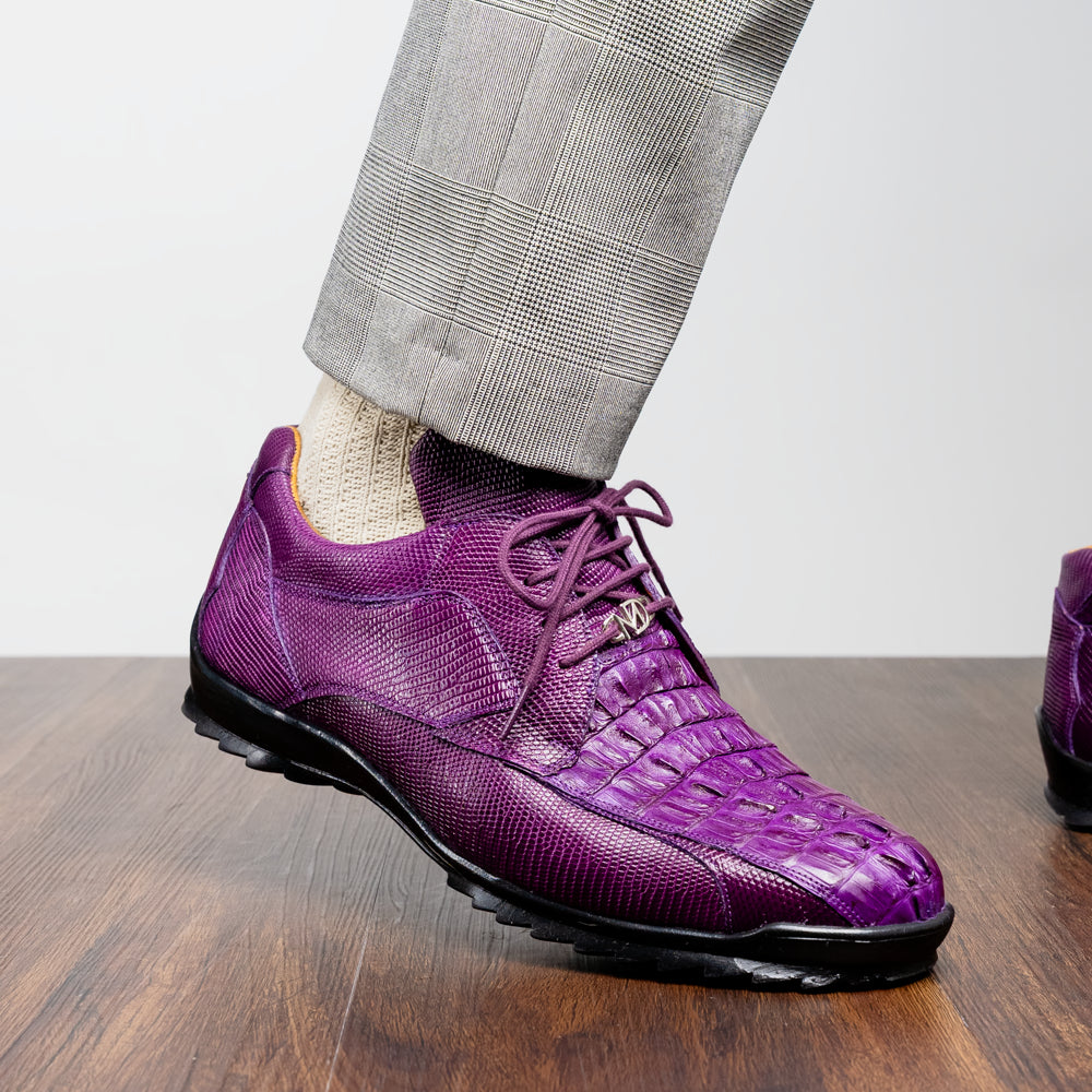 Marco Di Milano genuine caiman hornback & original lizard Sneaker Crater Purple