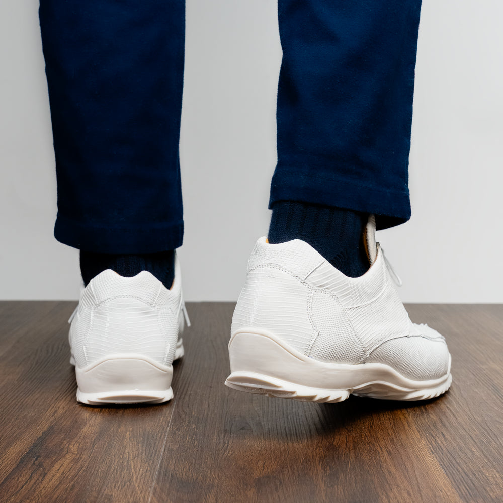 Marco Di Milano Caiman & Lizard Original Skin Sneaker Shoes Crater White