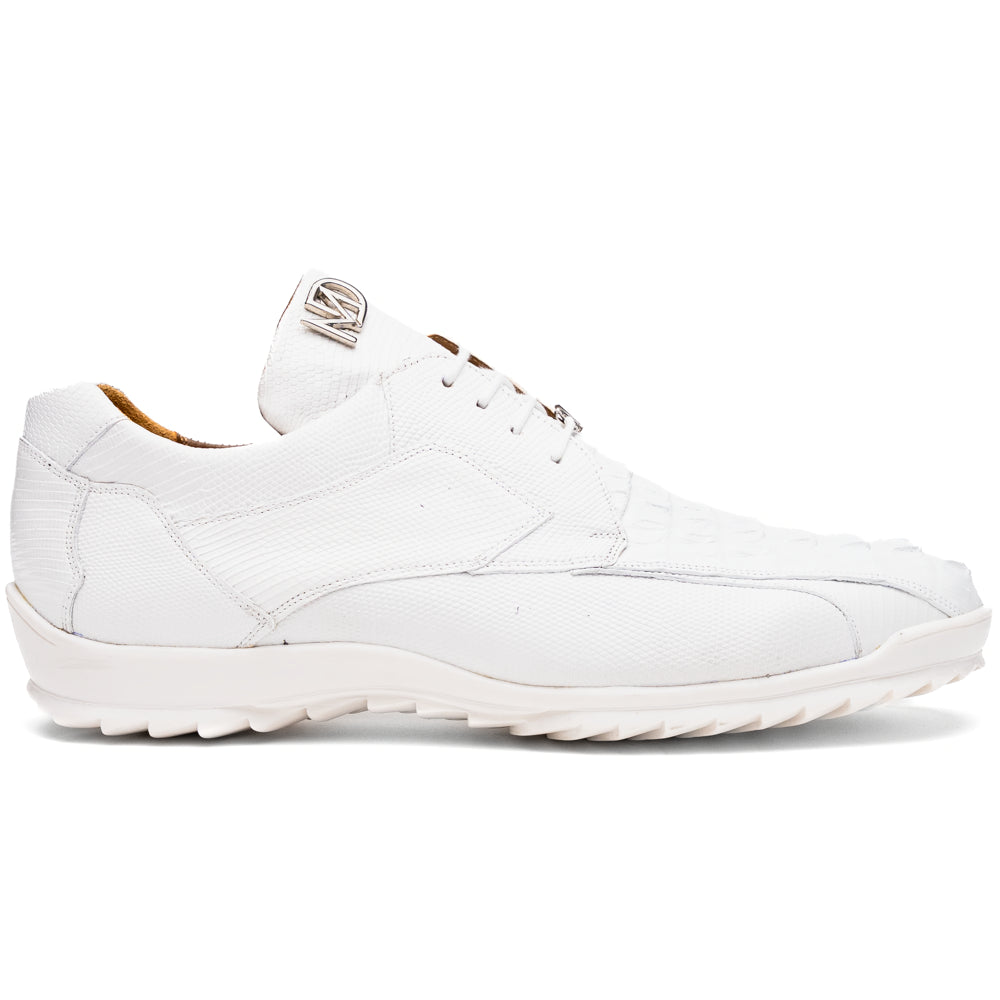 Marco Di Milano Caiman & Lizard Original Skin Sneaker Shoes Crater White