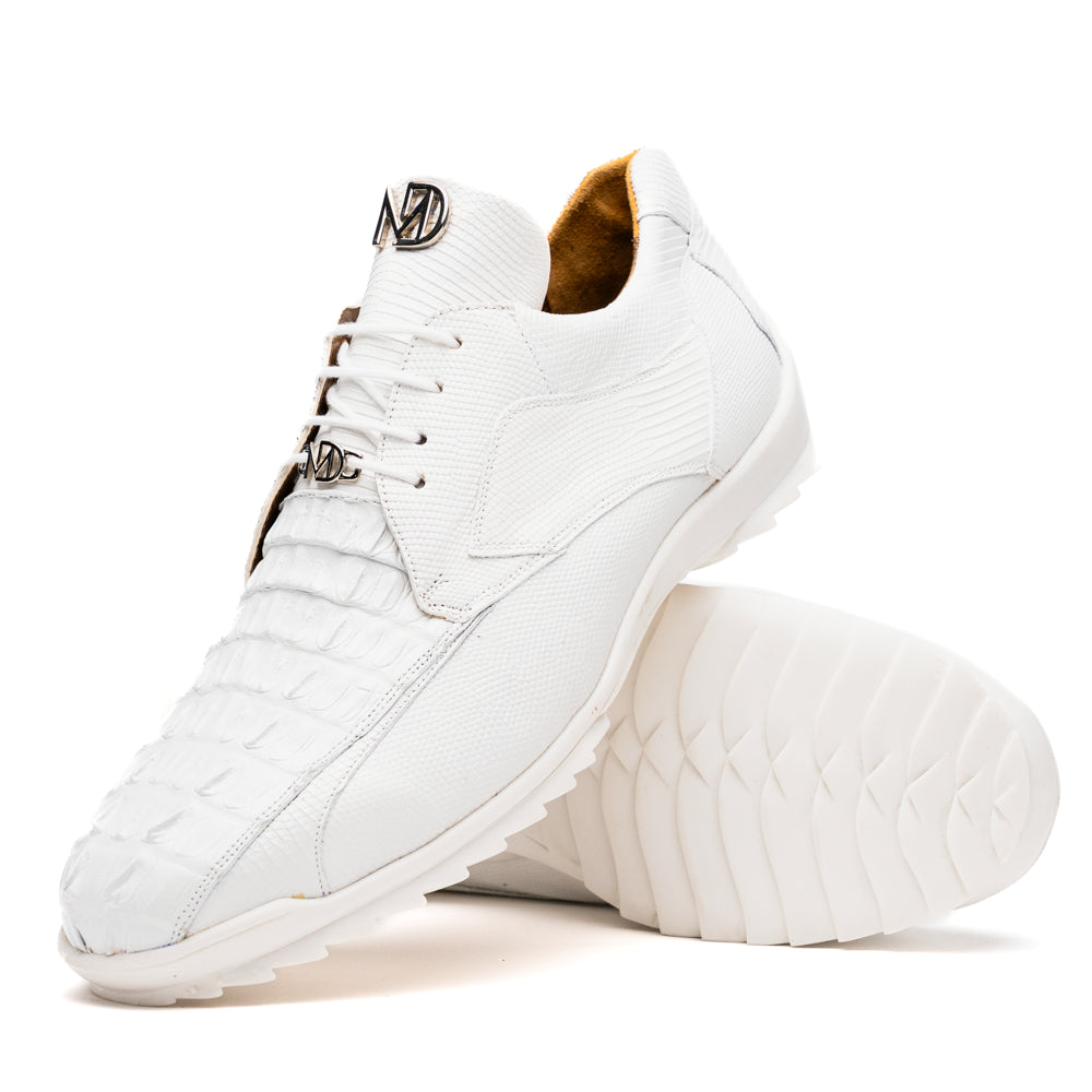 Marco Di Milano Caiman & Lizard Original Skin Sneaker Shoes Crater White