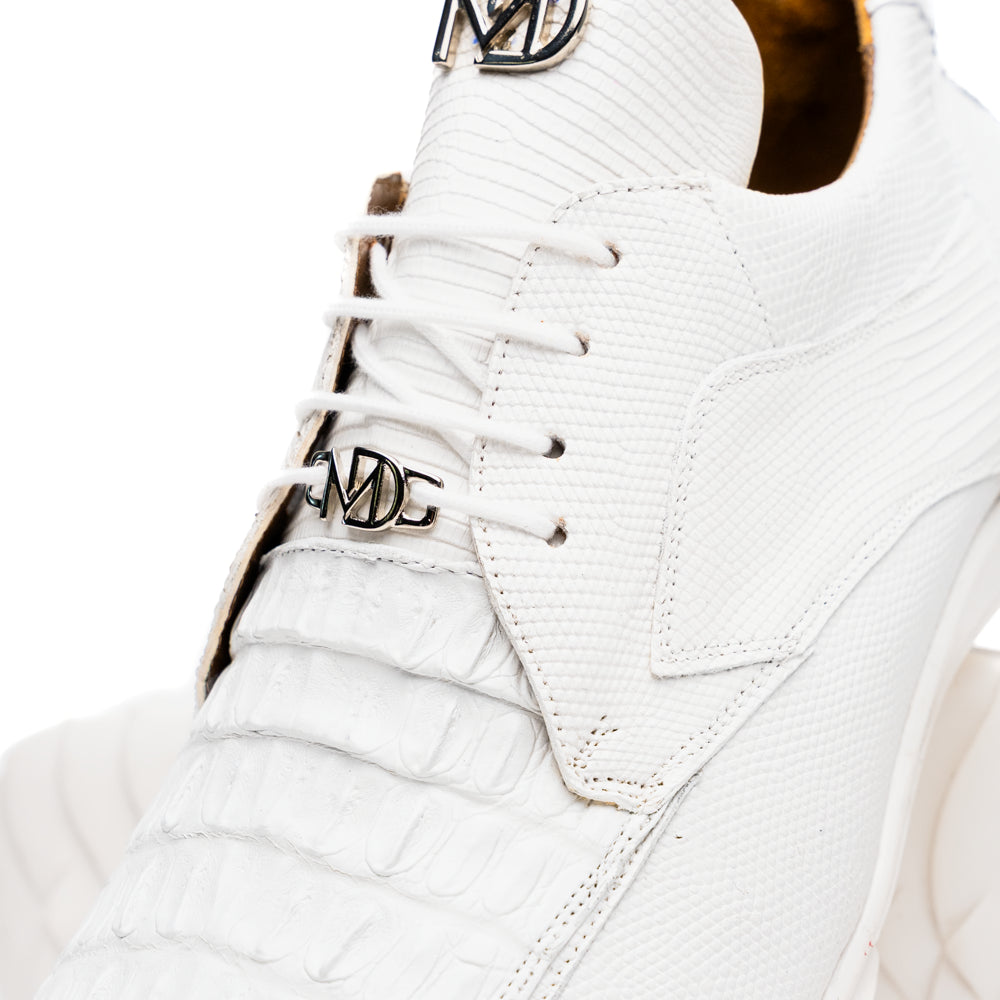 Marco Di Milano Caiman & Lizard Original Skin Sneaker Shoes Crater White