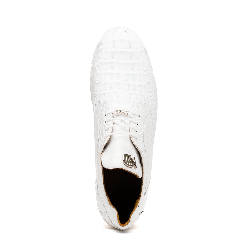Marco Di Milano Caiman & Lizard Original Skin Sneaker Shoes Crater White