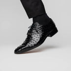 Criss Genuine Ostrich Quill Classic Dress Shoes Oxford Black