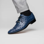 Criss Genuine Ostrich Quill Classic Dress Oxford Shoes Navy