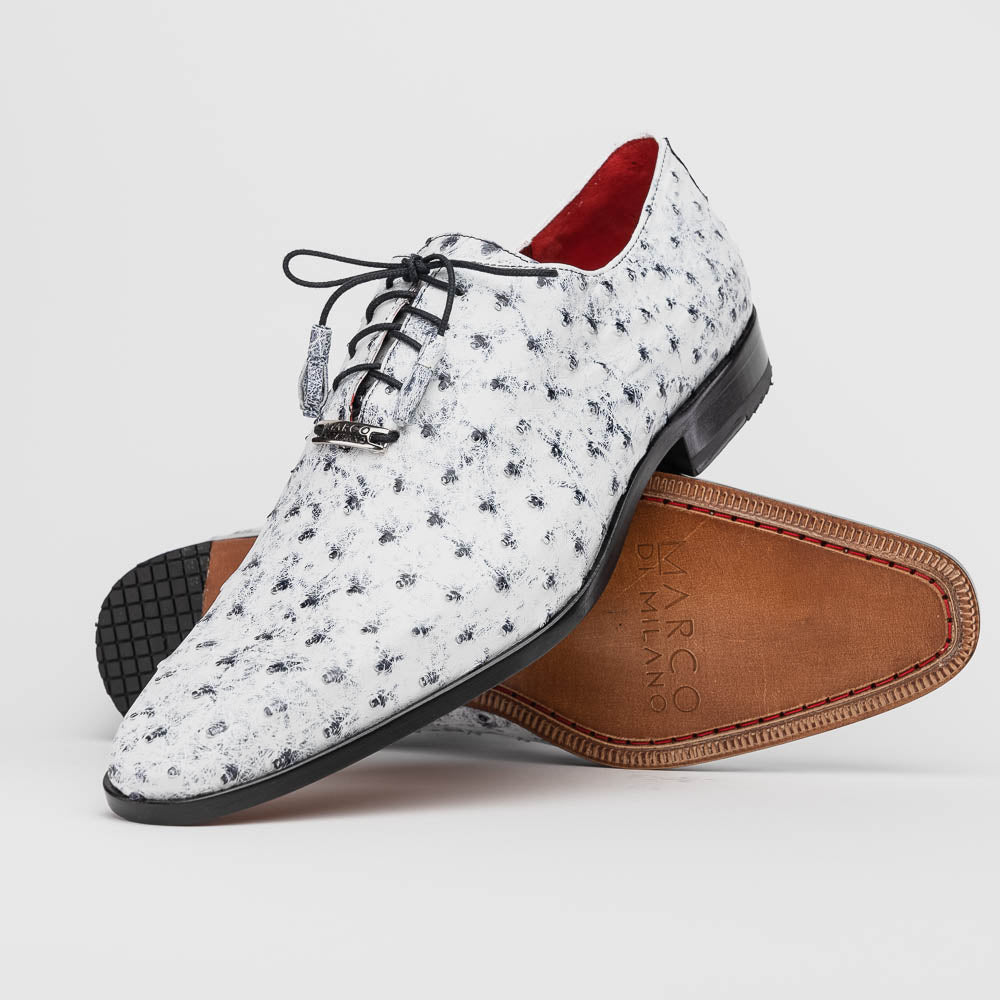 Criss Genuine Ostrich Quill Dress Oxford Shoes Newspaper