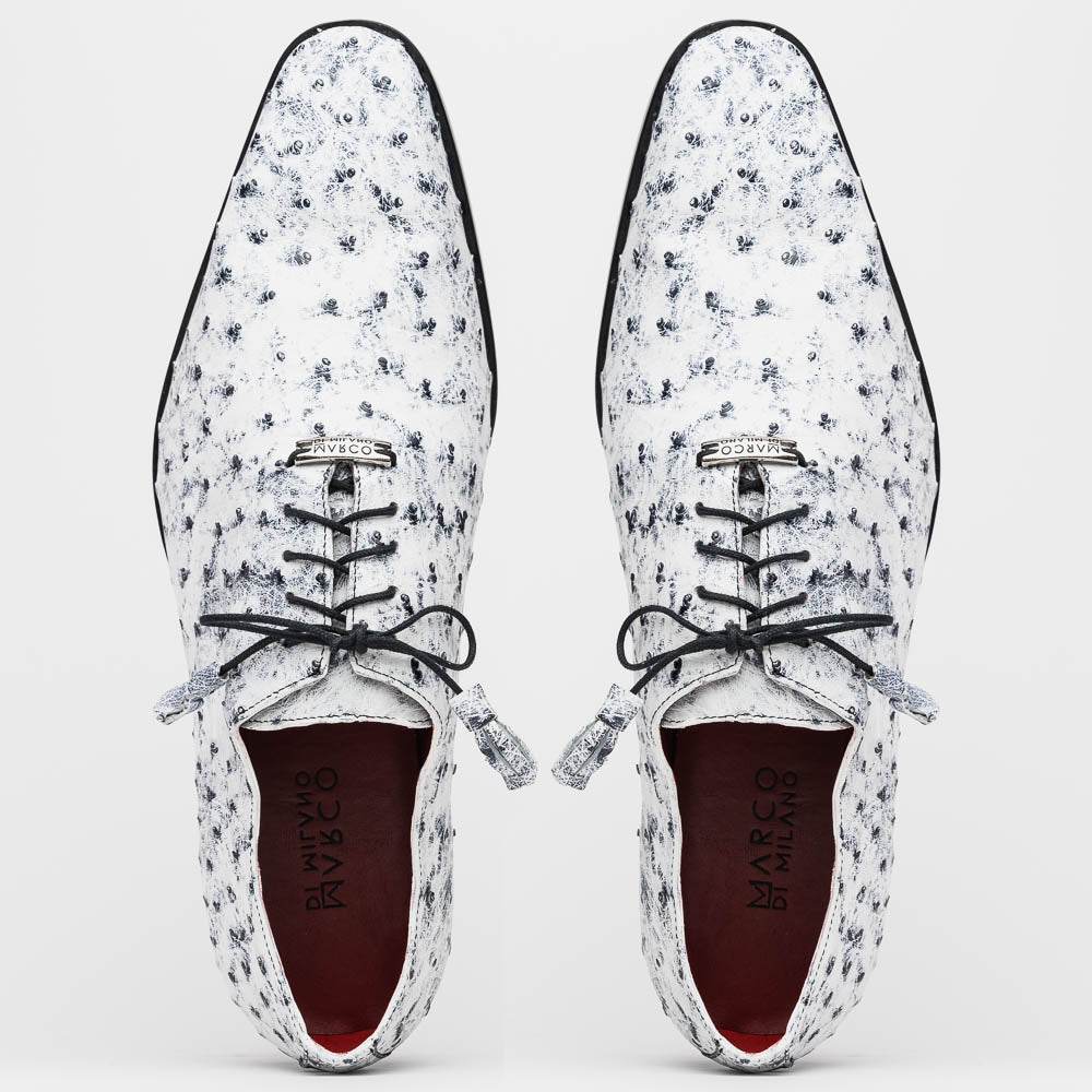 Criss Genuine Ostrich Quill Dress Oxford Shoes Newspaper