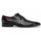 Criss Genuine Ostrich Quill Classic Dress Shoes Oxford Black