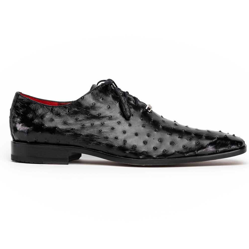 Criss Genuine Ostrich Quill Classic Dress Shoes Oxford Black