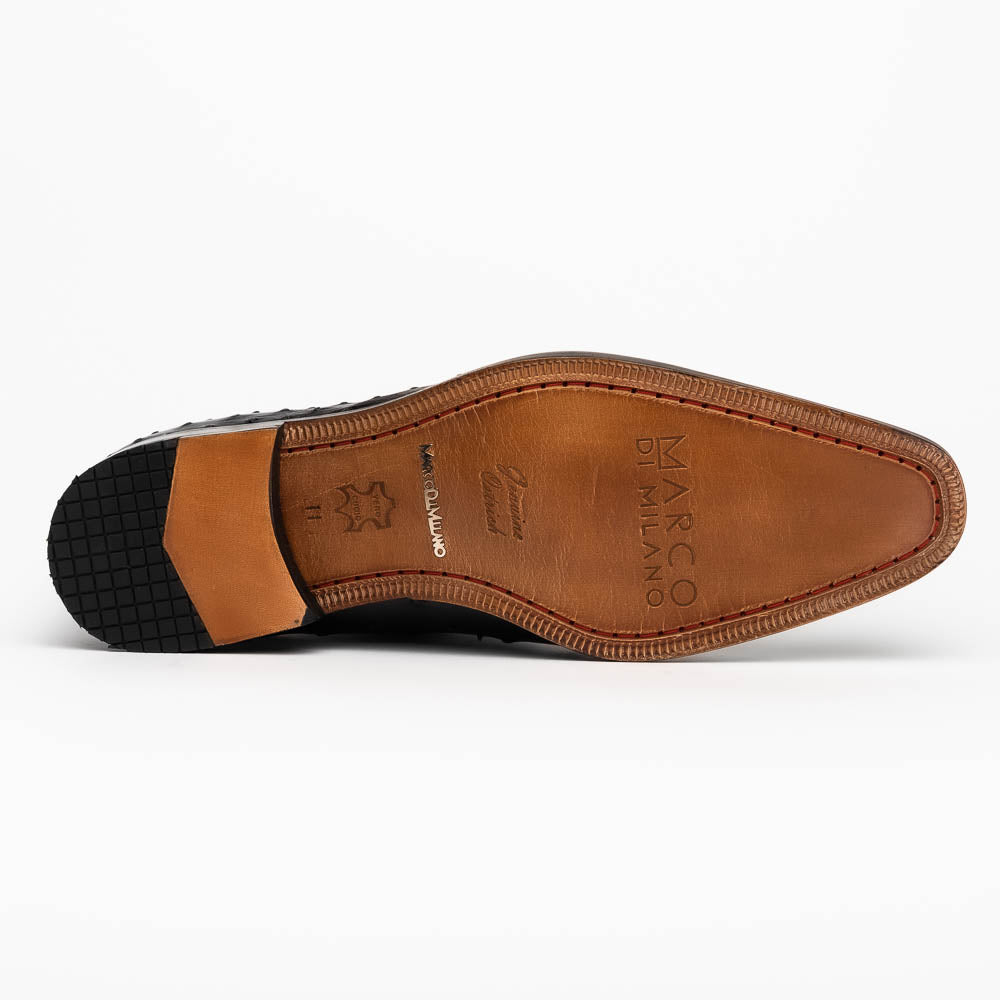 Criss Genuine Ostrich Quill Classic Dress Shoes Oxford Black