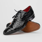 Criss Genuine Ostrich Quill Classic Dress Shoes Oxford Black
