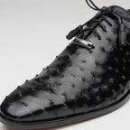 Criss Genuine Ostrich Quill Classic Dress Shoes Oxford Black