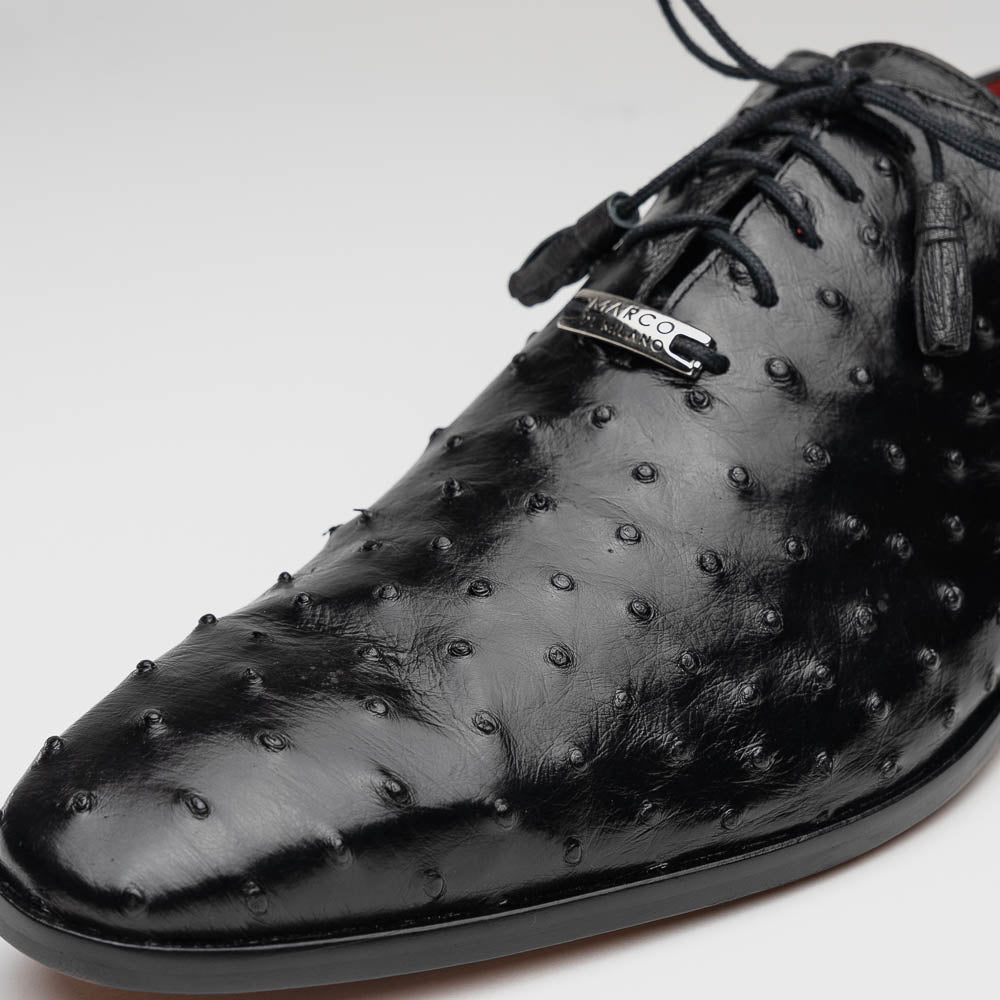 Criss Genuine Ostrich Quill Classic Dress Shoes Oxford Black