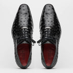 Criss Genuine Ostrich Quill Classic Dress Shoes Oxford Black