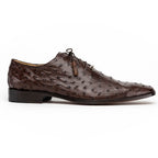Criss Genuine Ostrich Quill Dress Shoes Oxford Brown