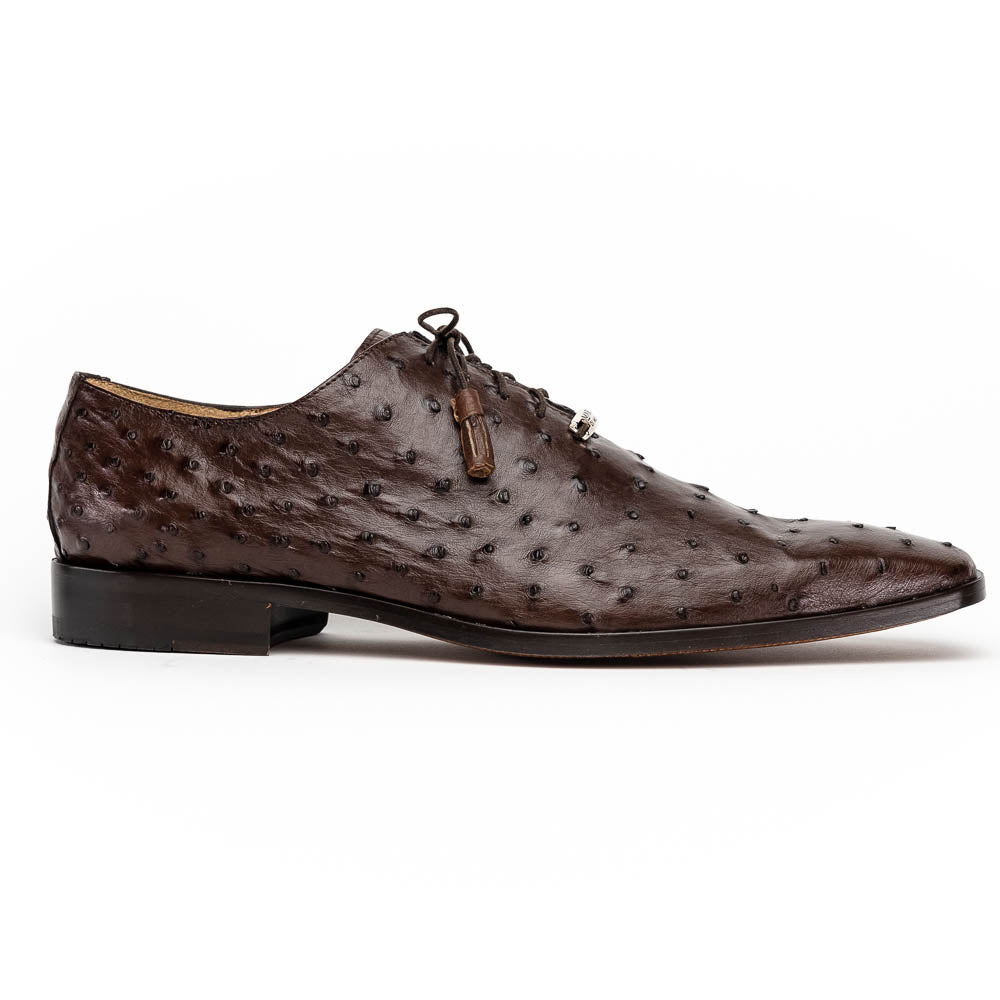 Criss Genuine Ostrich Quill Dress Shoes Oxford Brown