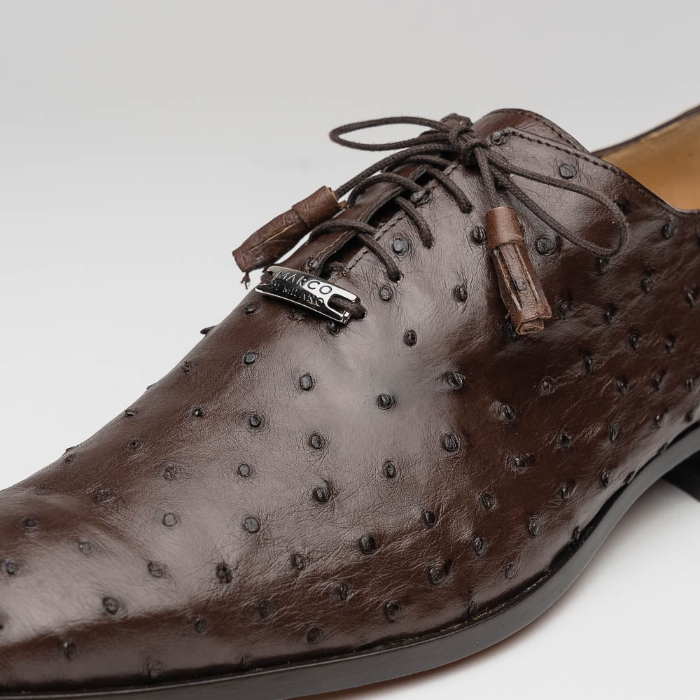 Criss Genuine Ostrich Quill Dress Shoes Oxford Brown