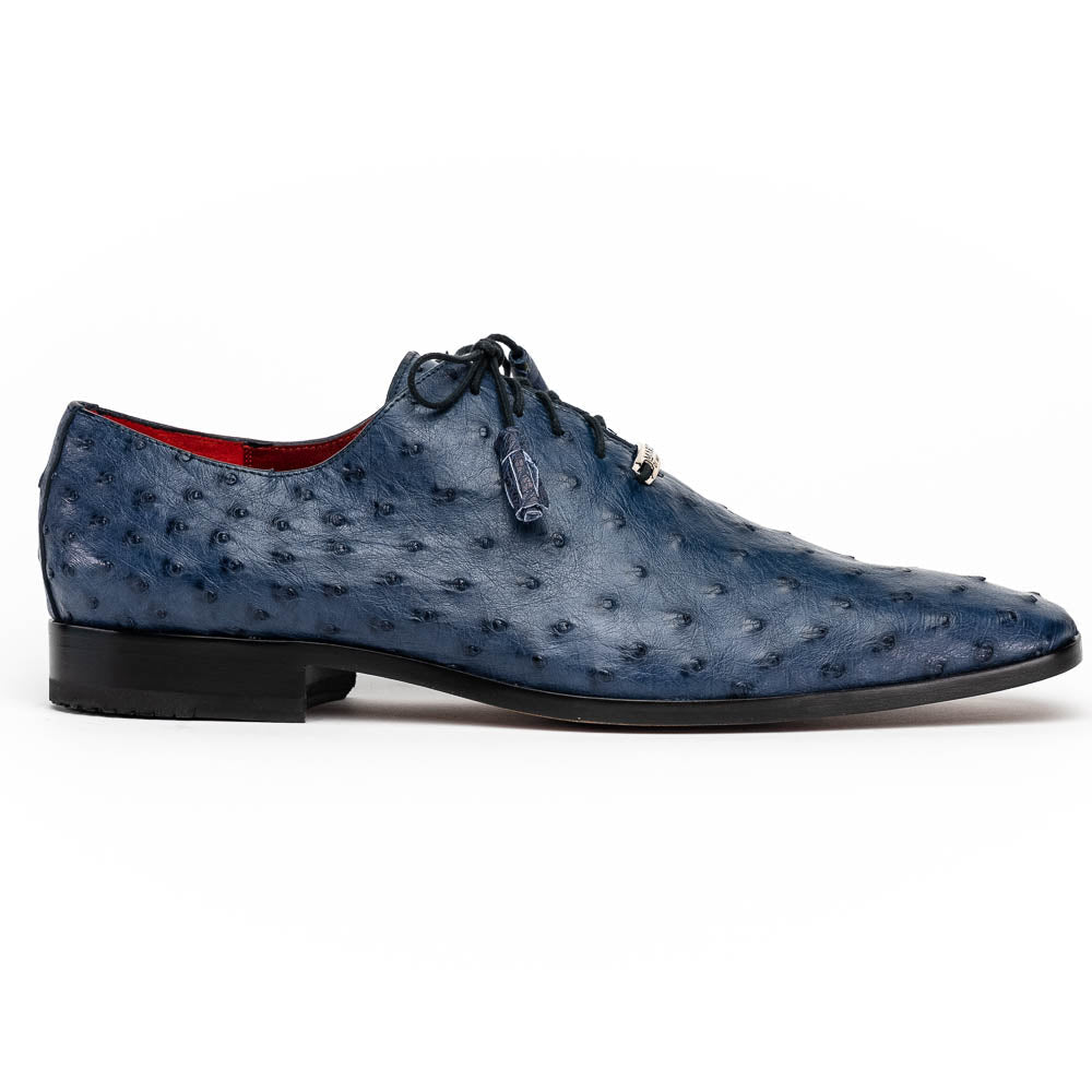 Criss Genuine Ostrich Quill Classic Dress Oxford Shoes Navy