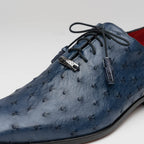 Criss Genuine Ostrich Quill Classic Dress Oxford Shoes Navy