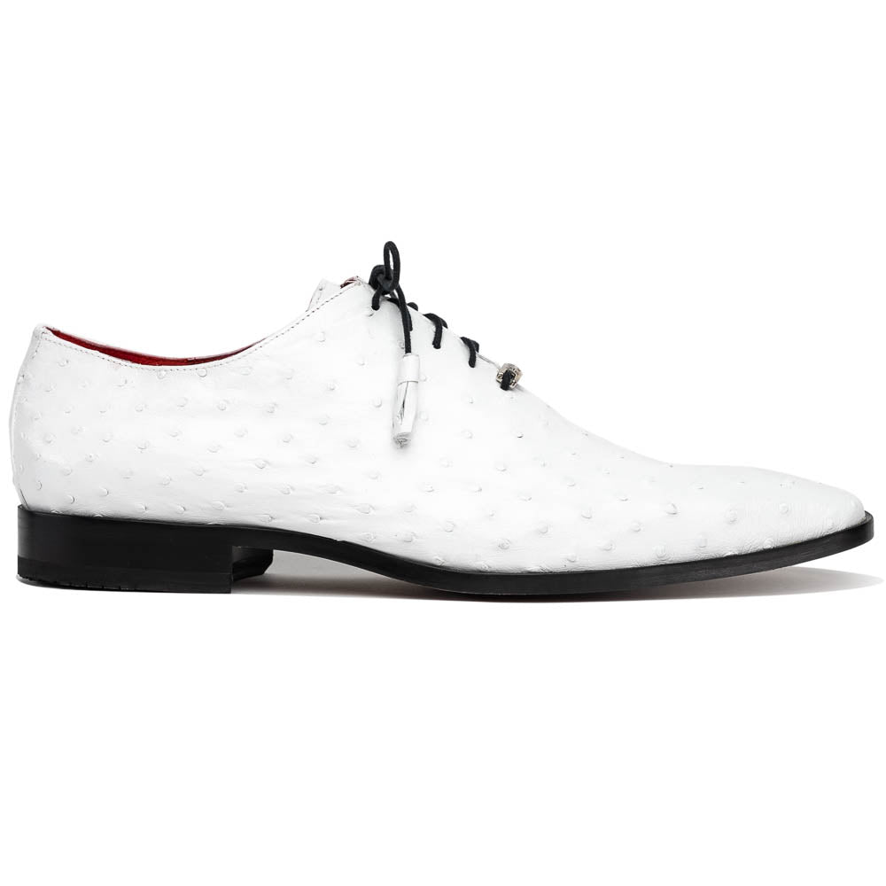Criss Genuine Ostrich Quill Oxford Dress Shoes  White
