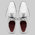 Criss Genuine Ostrich Quill Oxford Dress Shoes  White