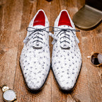 Criss Genuine Ostrich Quill Dress Oxford Shoes Newspaper