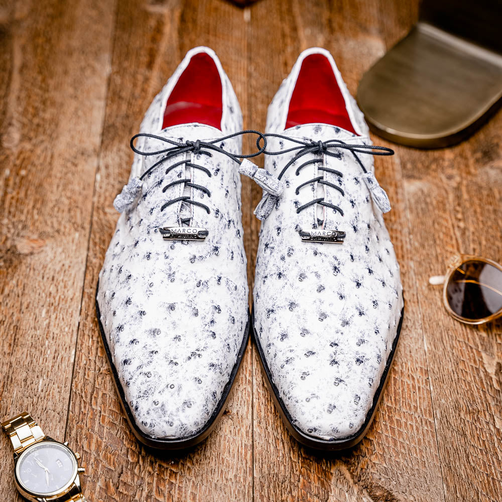 Criss Genuine Ostrich Quill Dress Oxford Shoes Newspaper
