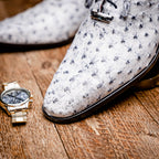 Criss Genuine Ostrich Quill Dress Oxford Shoes Newspaper