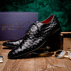 Criss Genuine Ostrich Quill Classic Dress Shoes Oxford Black