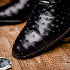 Criss Genuine Ostrich Quill Classic Dress Shoes Oxford Black