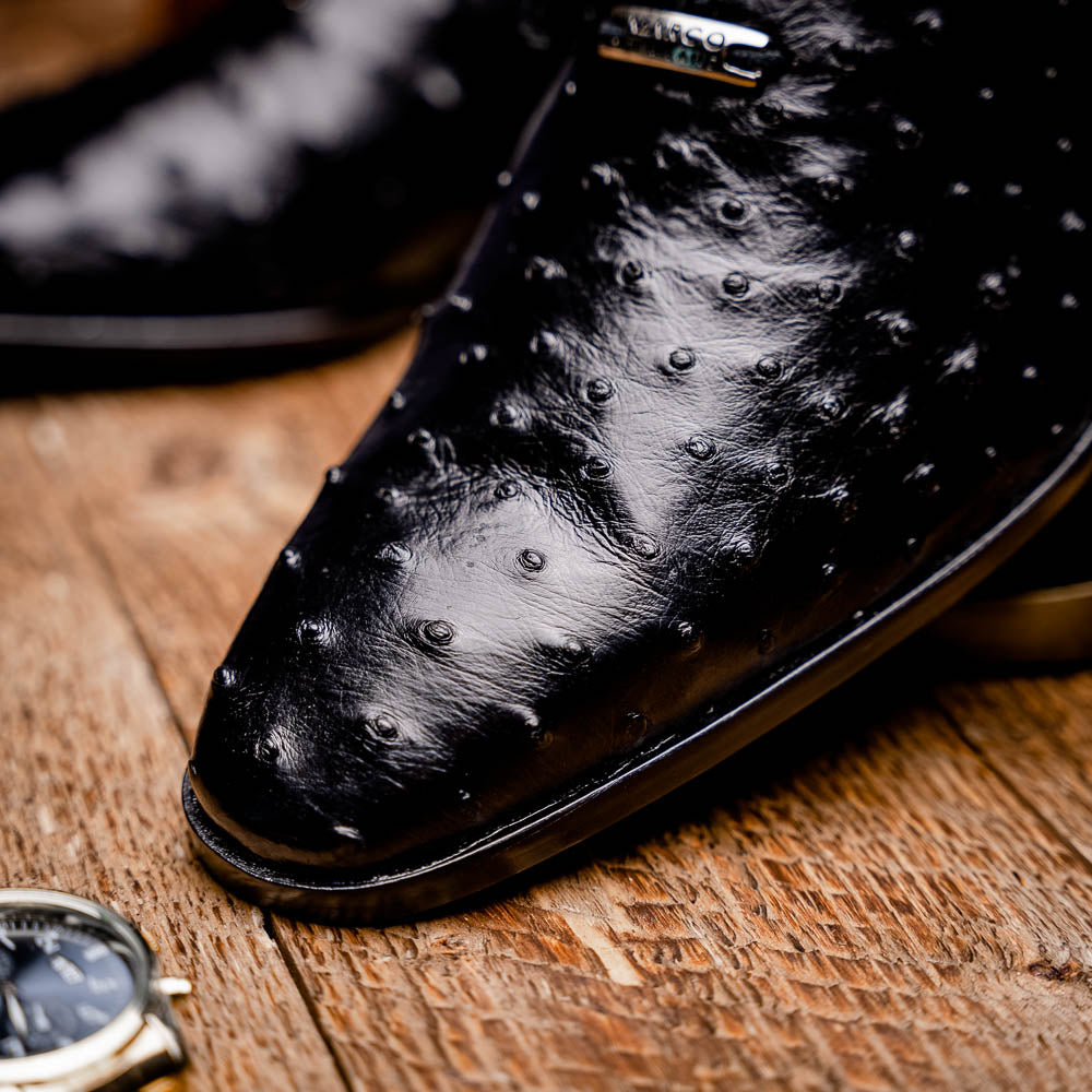 Criss Genuine Ostrich Quill Classic Dress Shoes Oxford Black