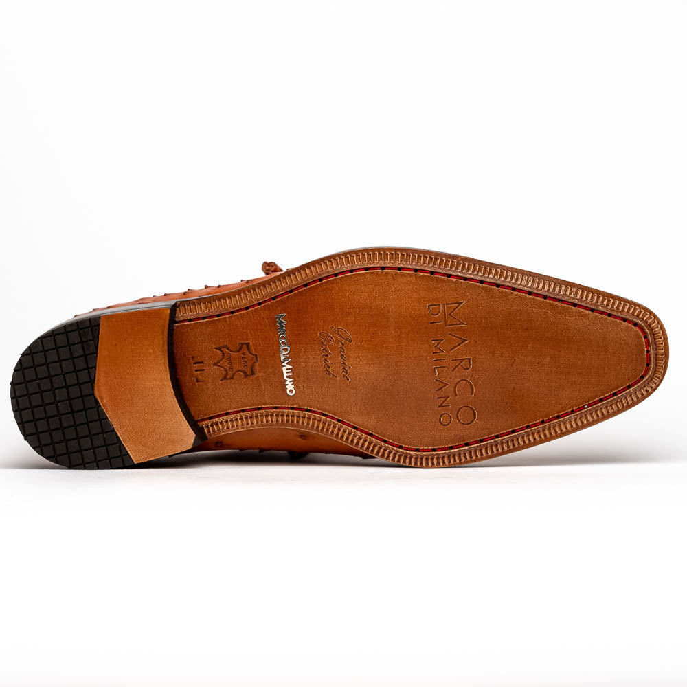 Criss  Genuine Ostrich Quill Dress Oxford Shoes Brandy