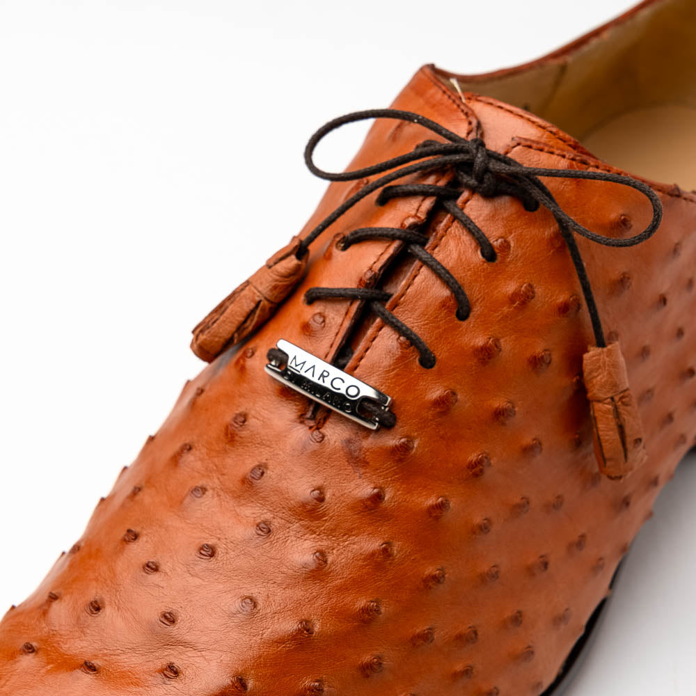 Criss  Genuine Ostrich Quill Dress Oxford Shoes Brandy