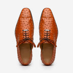 Criss  Genuine Ostrich Quill Dress Oxford Shoes Brandy