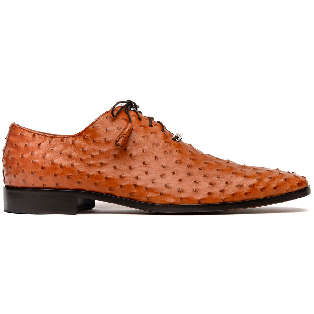 Criss  Genuine Ostrich Quill Dress Oxford Shoes Brandy