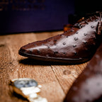 Criss Genuine Ostrich Quill Dress Shoes Oxford Brown
