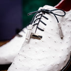 Criss Genuine Ostrich Quill Oxford Dress Shoes  White