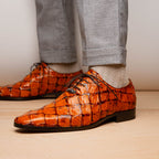 Olivieri Genuine Pirarucu Exotic Lace Up Oxford Brandy