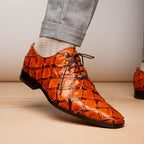 Olivieri Genuine Pirarucu Exotic Lace Up Oxford Brandy