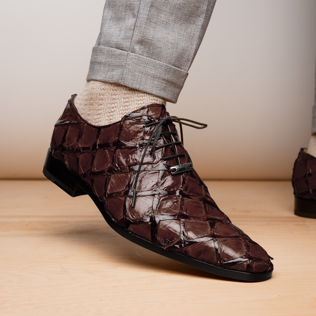 Olivieri Genuine Pirarucu Skin Classic Dress Shoes Brown