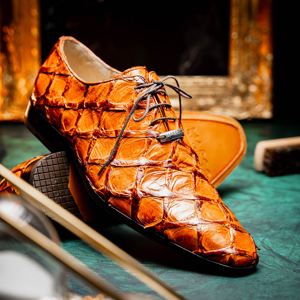 Olivieri Genuine Pirarucu Exotic Lace Up Oxford Brandy