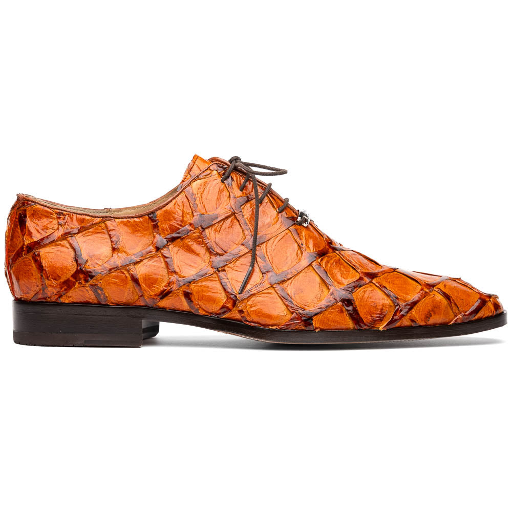 Olivieri Genuine Pirarucu Exotic Lace Up Oxford Brandy