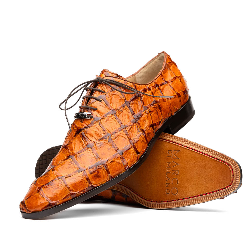 Olivieri Genuine Pirarucu Exotic Lace Up Oxford Brandy